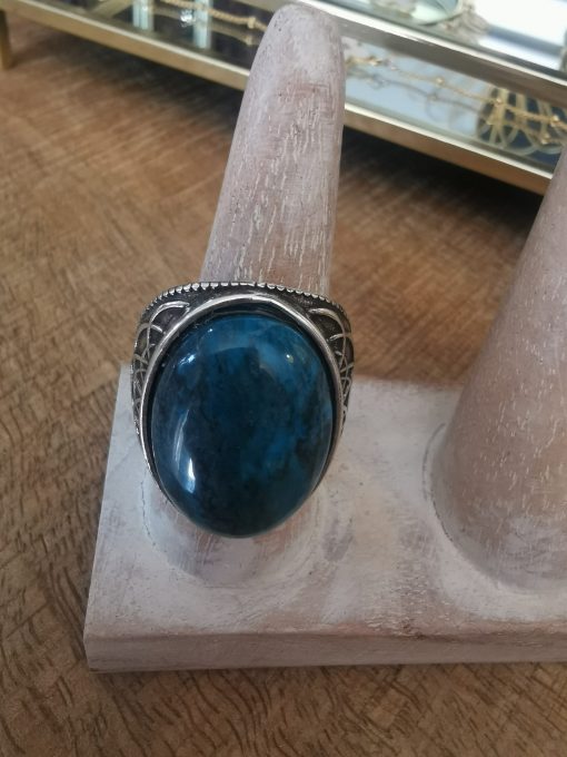 Bague argentée pierre semi précieuse lapis lazuli