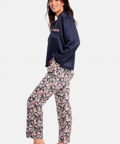 Pantalon pyjamas satin imprimé floral Idole