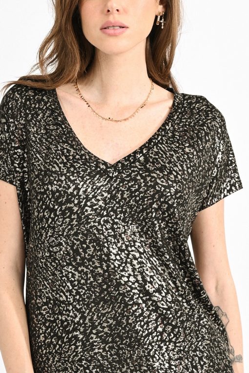 Tee-shirt imprimé léopard argenté Amy par la marque Molly Bracken.