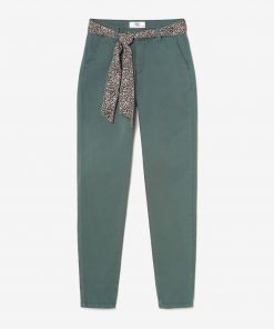 pantalon chino vert bouteille Dyli avec ceinture