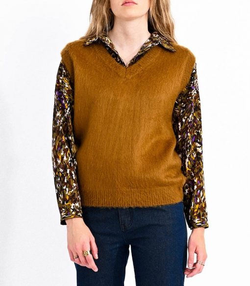 Pull sans manches camel Neo