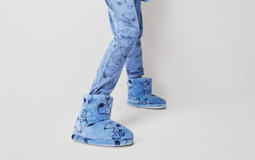 Chaussons fourrés boots bleus