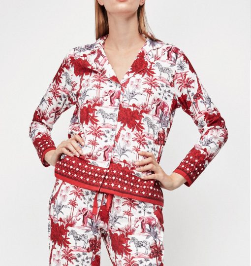Veste de pyjama motif rouge