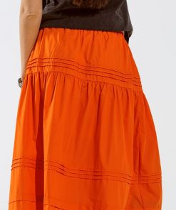 Jupe longue ample orange