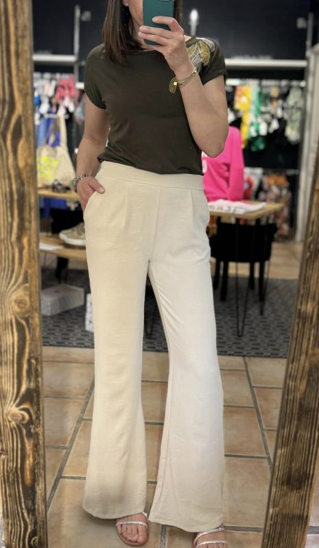 Pantalon large beige