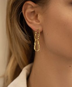 Boucles d'oreilles dorées anneaux martelés