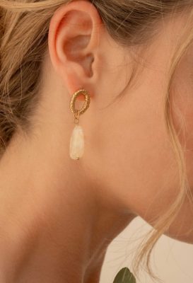 Boucles d'oreilles dorées pierre naturelle