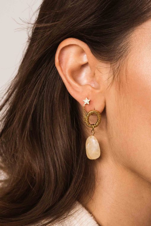 Boucles d'oreilles dorées pierre naturelle