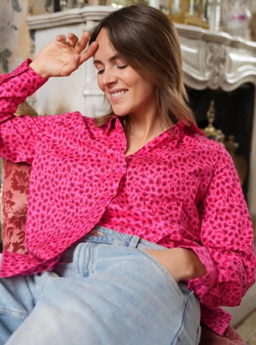 Chemise Cora léopard rose