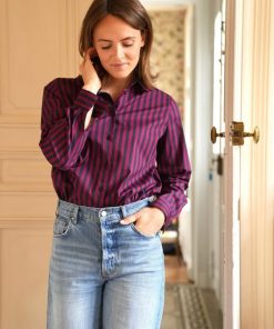 Chemise à rayures bordeaux