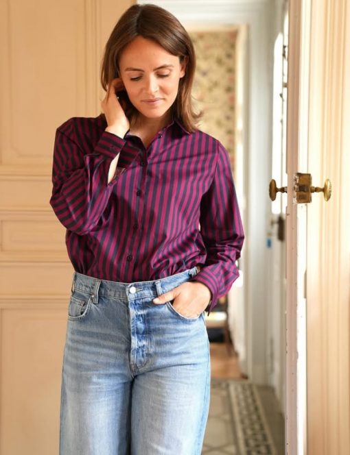 Chemise à rayures bordeaux