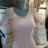 Tee-shirt manches courtes rose laine et soie
