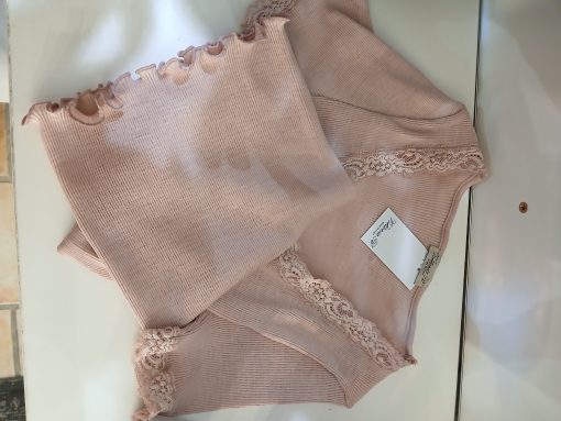 Tee-shirt manches courtes rose laine et soie
