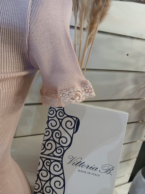 Tee-shirt manches courtes rose laine et soie