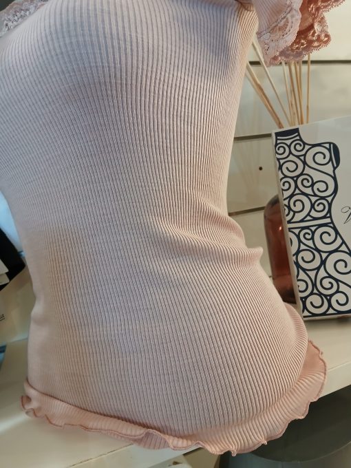Tee-shirt manches courtes rose laine et soie