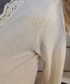 Tee-shirt manches longues crème modal et cachemire