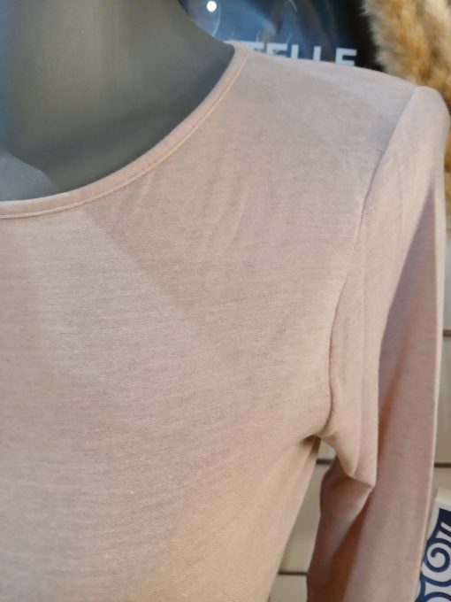 Tee-shirt manches longues rose modal et cachemire