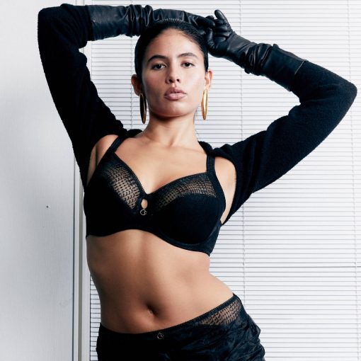 Soutien-gorge emboitant noir intrigue bonnet EFG