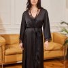 Nuisette longue et kimono satin noir
