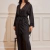 Pyjama pantalon caraco et kimono satin noir