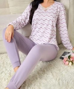 Pyjama pantalon molletonné lilas