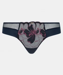 Shorty bleu lurex fleurs signature