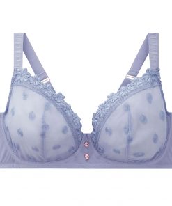 Soutien-gorge bleu grand maintien broderie Myosotis