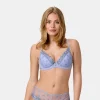 Soutien-gorge bleu coques et broderie Myosotis