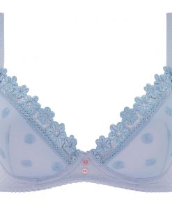 Soutien-gorge bleu coques et broderie Myosotis