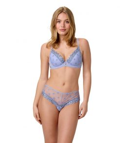 Soutien-gorge bleu coques et broderie Myosotis