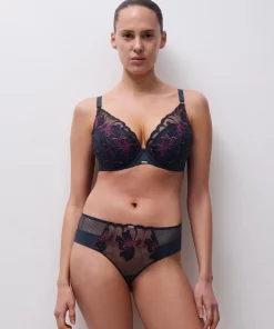 Soutien-gorge coques plongeant bleu et lurex Fleurs signature