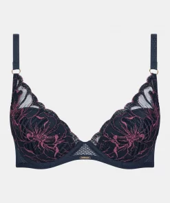 Soutien-gorge coques plongeant bleu et lurex Fleurs signature