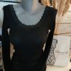 Tee-shirt manches longues noir laine et soie