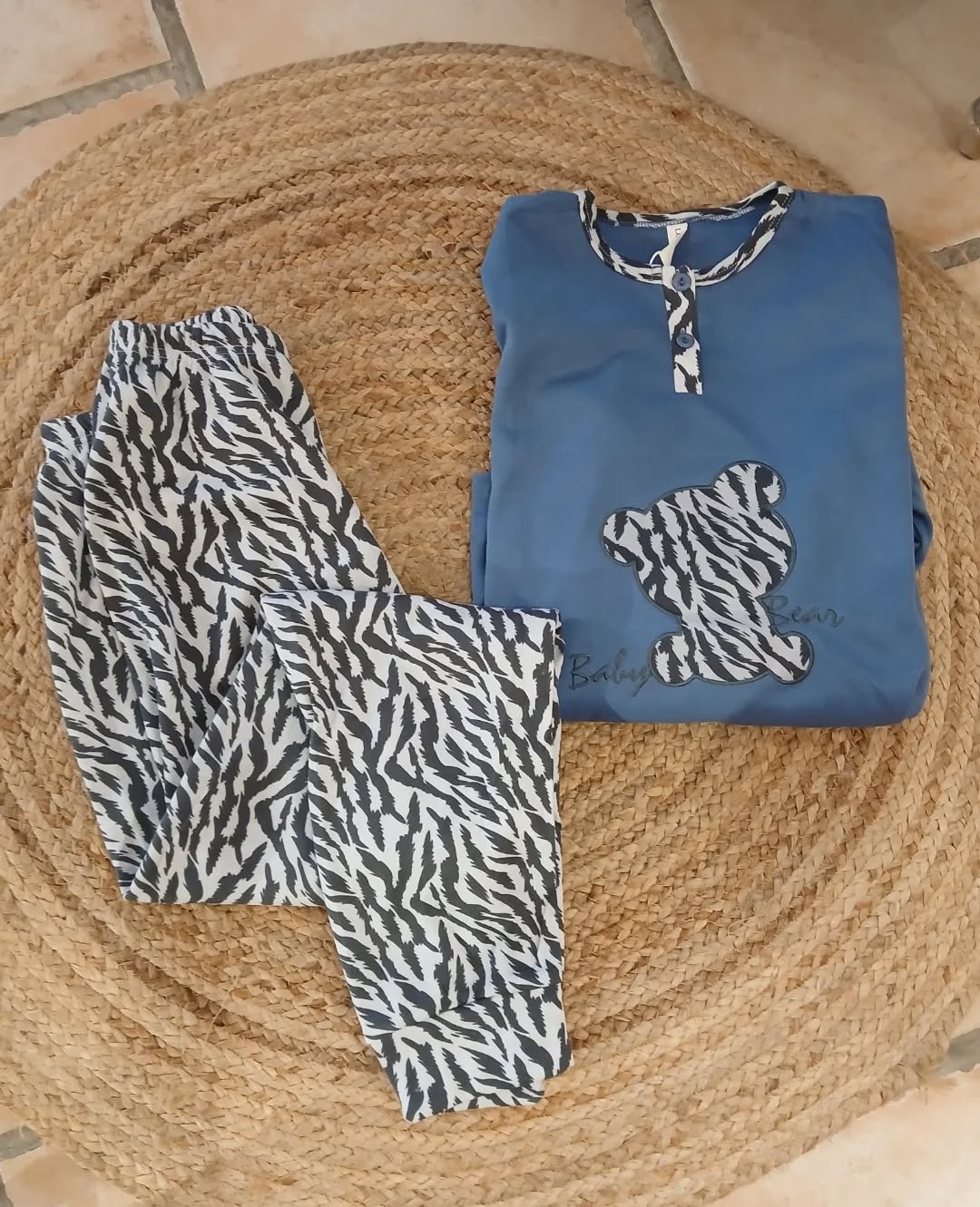 Pyjama coton molletonné bleu