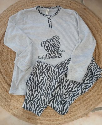 Pyjama coton molletonné gris