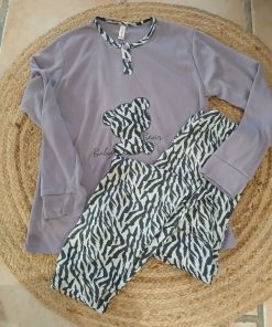 Pyjama coton molletonné lilas