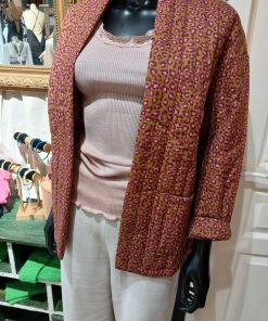 Veste vintage léopard camel et rose
