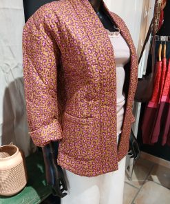 Veste vintage léopard camel et rose