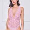 Body dentelle rose décolleté