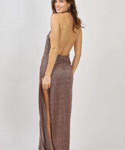 Robe longue de plage dos nu couleur cognacRobe longue de plage dos nu couleur cognac
