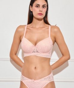 Soutien-gorge balconnet dentelle rose bonnet D et E