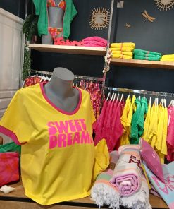 Tee-shirt jaune et rose sweat Dreams Tara