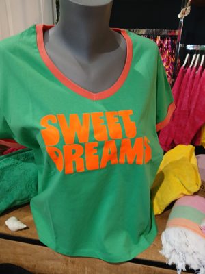Tee-shirt vert et orange sweat Dreams Tara