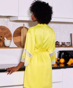 Kimono satin jaune soleil Fame