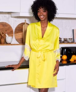 Kimono satin jaune soleil Fame