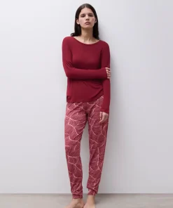 Pantalon pyjama motif bordeaux