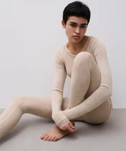 Legging beige chiné laine