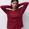 T-shirt manches longues bordeaux